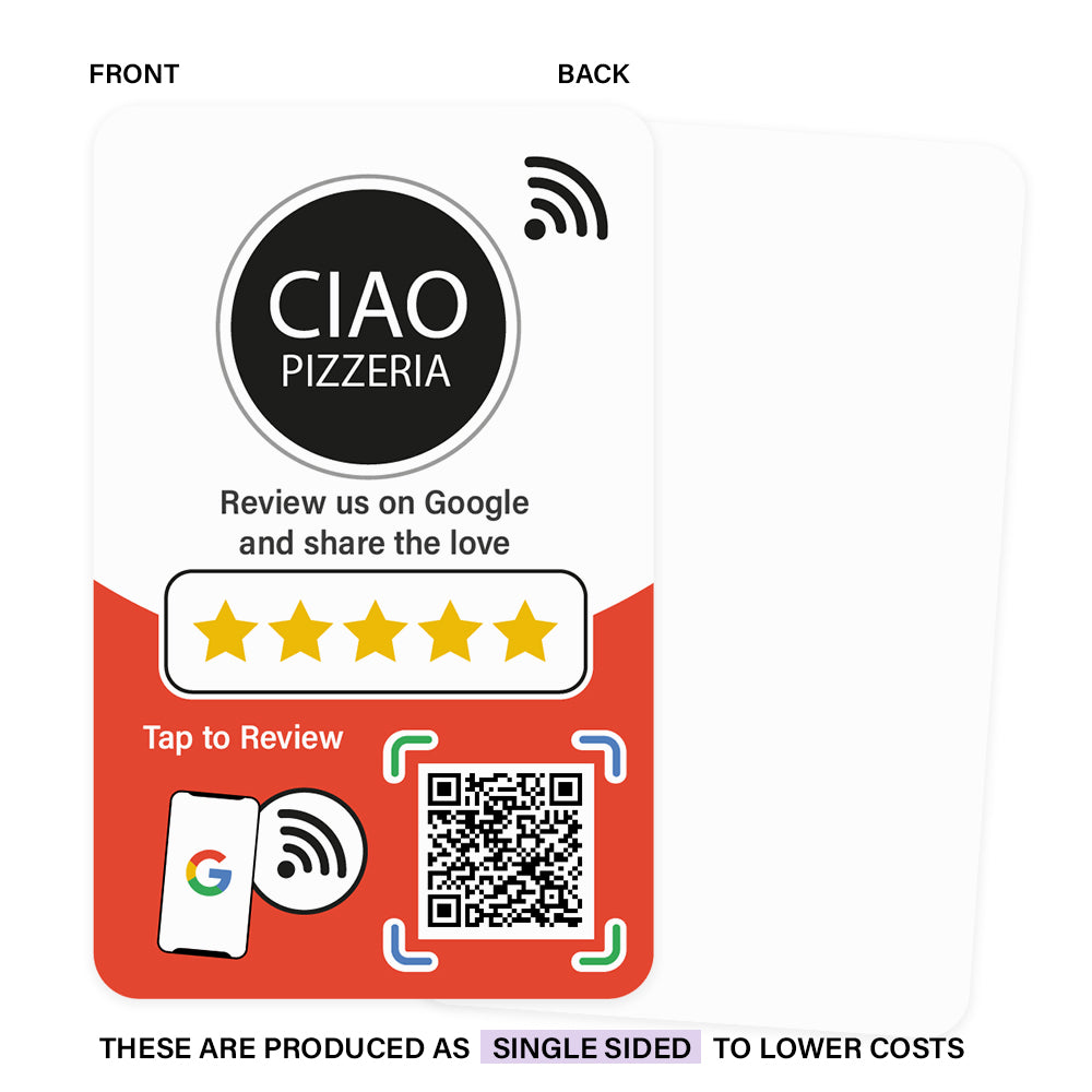 NFC Review Cards for Google with round Logo (Single Sided)