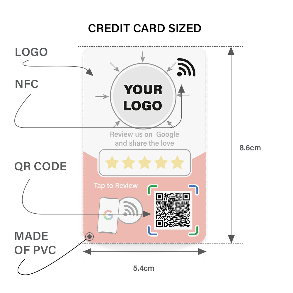 NFC Review Cards for Google with round Logo (Single Sided)