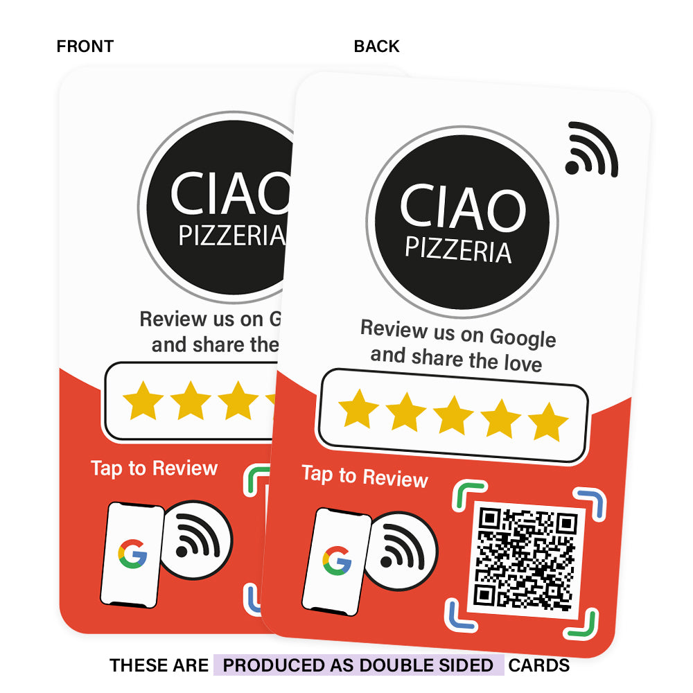NFC Review Cards for Google with round Logo (Double Sided)