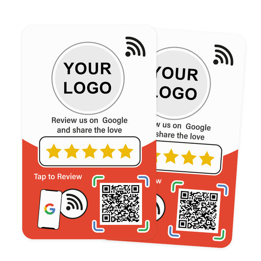 NFC Review Cards for Google with round Logo (Double Sided)